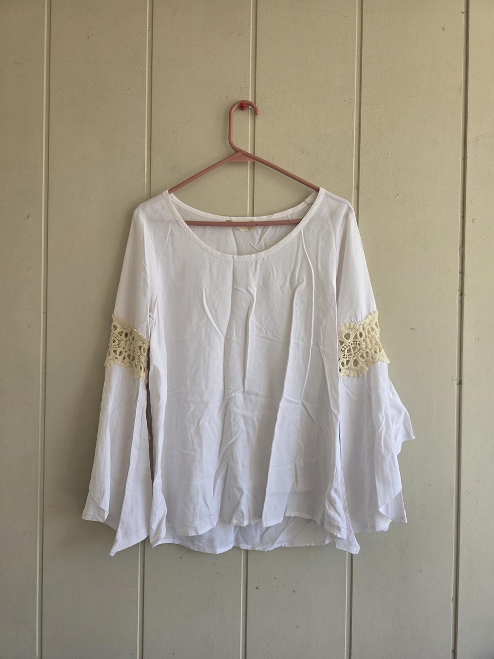 Altard state Crochet Bell Sleeve Bohimian Fairy Peasant Top Blouse Size XS White